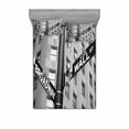 thumbnail image 1 of New York Bedding Set with Sheet & Covers, Street Signs of Intersection of Wall Street and Broadway Finance Destinations, Printed Bedroom Decor 2 Shams, 4 Sizes, Black and White, by Ambesonne, 1 of 3
