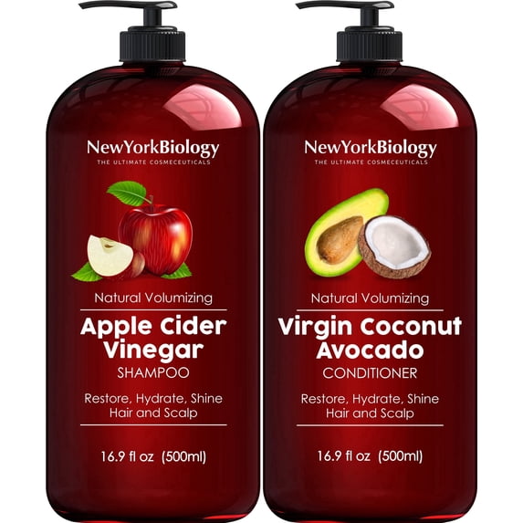 New York Biology Apple Cider Vinegar Clarifying Shampoo & Conditioner Set, 16.9 oz