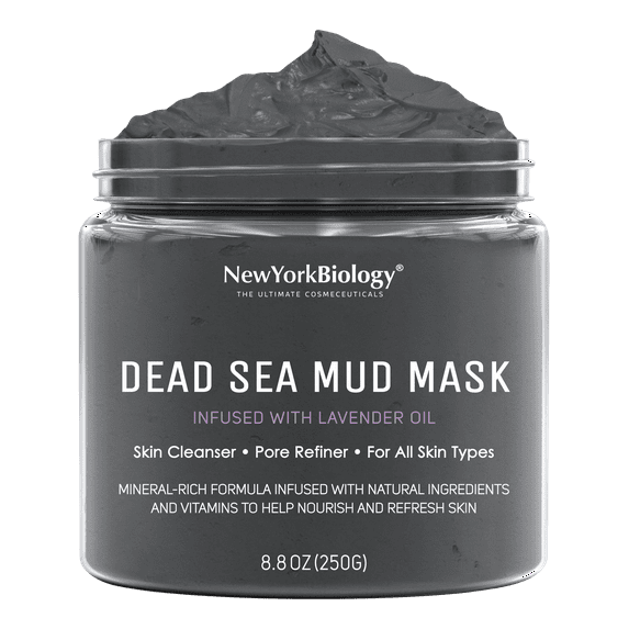 New York Biology Dead Sea Mud Mask with Lavender for Face & Body, Pore Reducer for Oily Skin, 8.8 oz