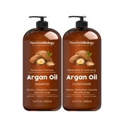 New York Biology Moroccan Argan Oil Shampoo and Conditioner - Moisturizing and Volumizing for All Hair Types and Color Treated Hair, Men and Women- with Keratin, Paraben and Sulfate Free -16.9 fl oz
