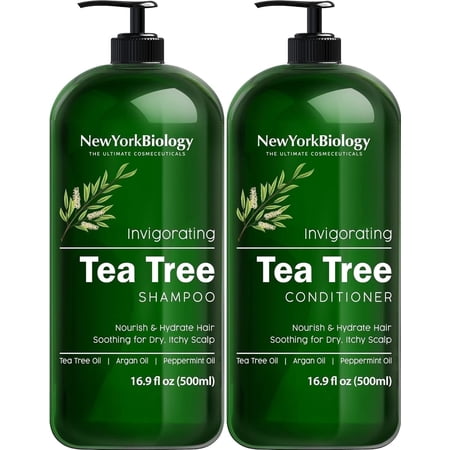 New York Biology Tea Tree Oil Clarifying Dandruff Shampoo and Conditioner Set, 16.9 fl oz