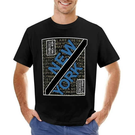 New York Bronx City Men’s T-Shirt 100% Cotton Casual Short Sleeve Tops Gift Tee Black M