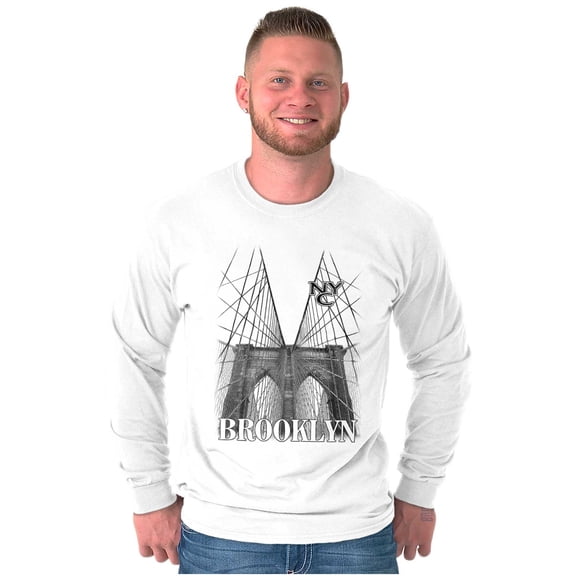 New York Brooklyn Bridge Sketch Long Sleeve TShirt Men Women Brisco Brands S