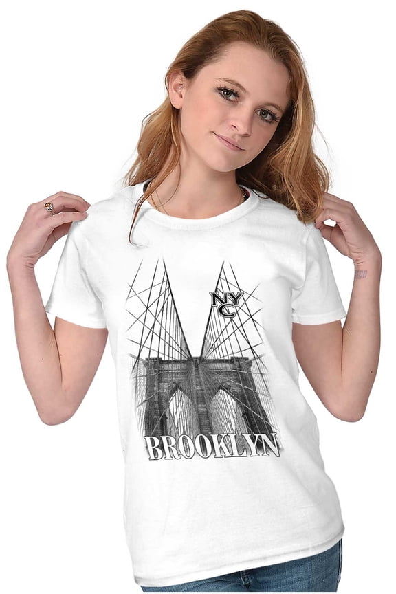 New York Brooklyn Bridge Sketch Womens Slim Fit Graphic Tee Brisco Brands M