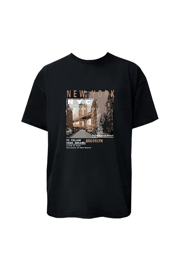 New York Brooklyn Follow Your Dream City Graphic Design Unisex T-Shirt, up to Size 5XL