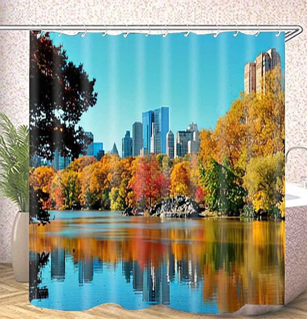 New York Pattern Print Bathroom Shower Curtain