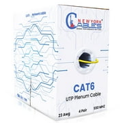 New York Cables CAT6 Plenum 1000ft CMP 23AWG 550MHz UTP Bulk Ethernet Network Wire Yellow