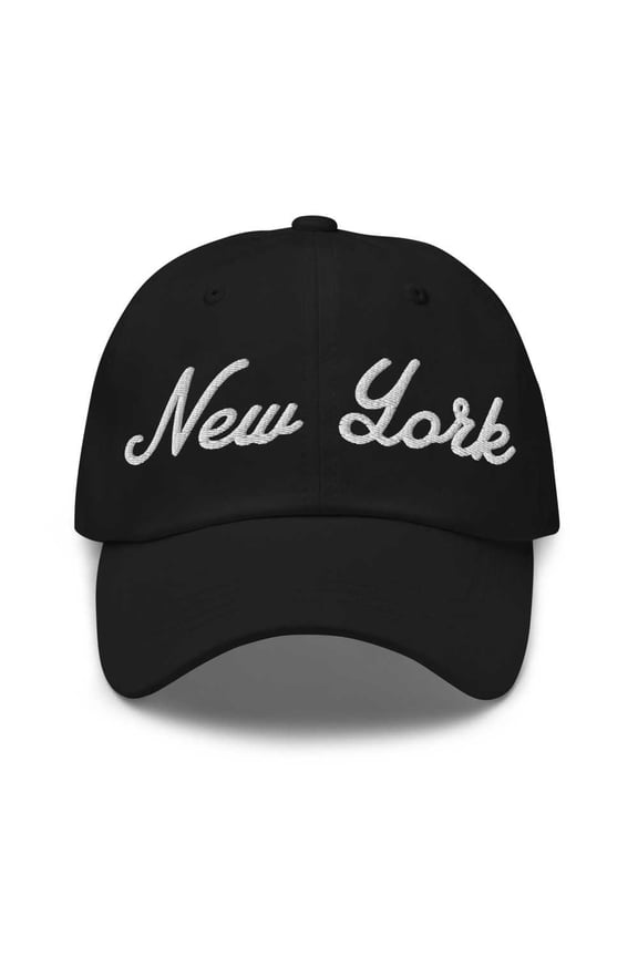 New York Cap New York Dad Hat Bold Script New York NY Hat Embroidered Souvenir Gift Black