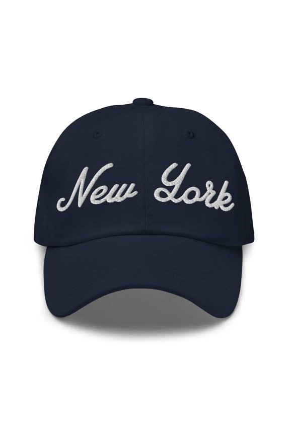 New York Cap New York Dad Hat Bold Script New York NY Hat Embroidered Souvenir Gift Navy
