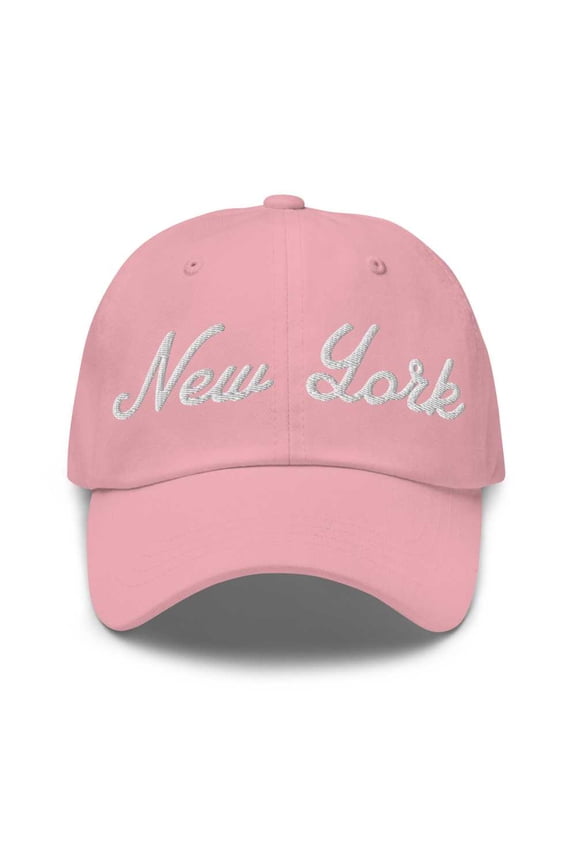 New York Cap New York Dad Hat Bold Script New York NY Hat Embroidered Souvenir Gift Pink
