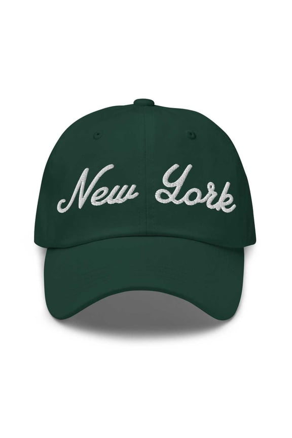 New York Cap New York Dad Hat Bold Script New York NY Hat Embroidered Souvenir Gift Spruce