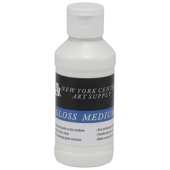New York Central Acrylic Mediums - Non-Cracking Professional Grade Paint Medium for Heavy Body Paint, Collage, Mixed Media, Photo Transfers & More! - [Gloss - 4 oz]