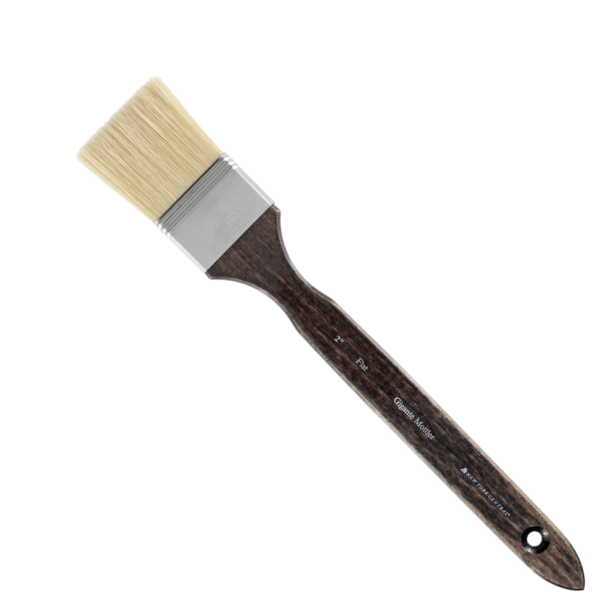 New York Central Gigante Natural Hog Bristle Large Scale Artist Paint Brush, 2" Flat Mottler, Professional German Handmade Oil Painting Brush w/ Long Handle for Oil, Acrylic & Acryla Gouache