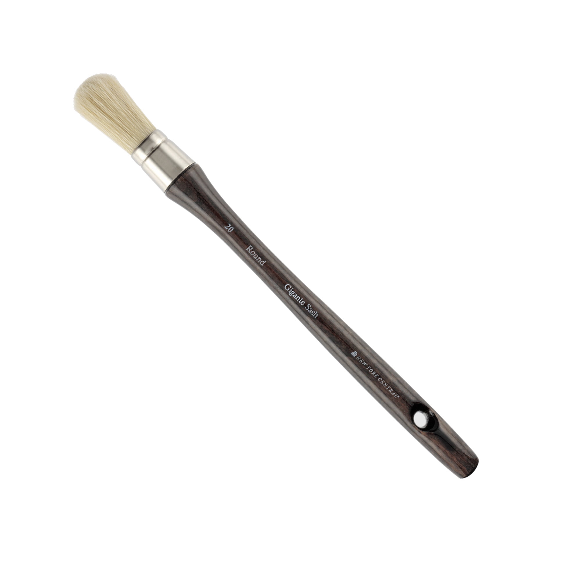 New York Central Gigante Natural Hog Bristle Large Scale Artist Paint Brush, #20 Domed Sash Round, Professional German Handmade Oil Painting Brush w/ Long Handle for Oil, Acrylic & Acryla Gouache