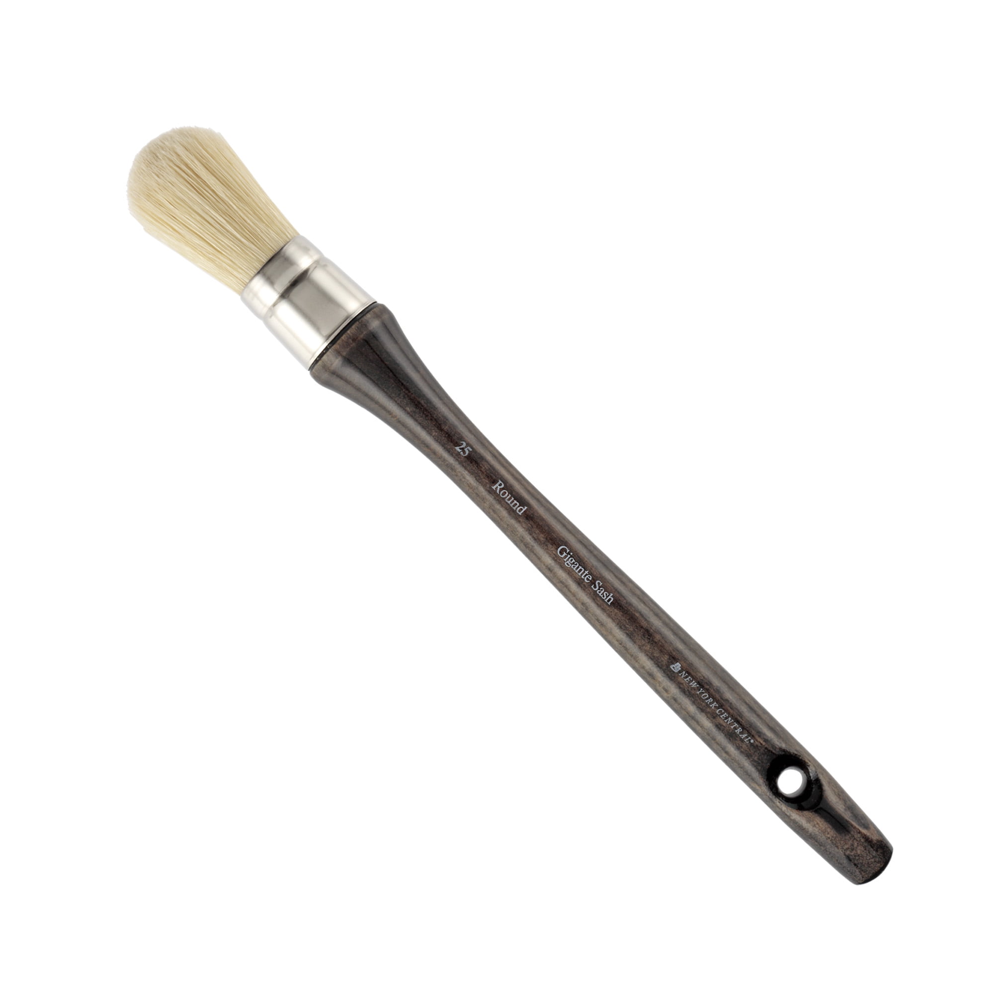 New York Central Gigante Natural Hog Bristle Large Scale Artist Paint Brush, #25 Domed Sash Round, Professional German Handmade Oil Painting Brush w/ Long Handle for Oil, Acrylic & Acryla Gouache