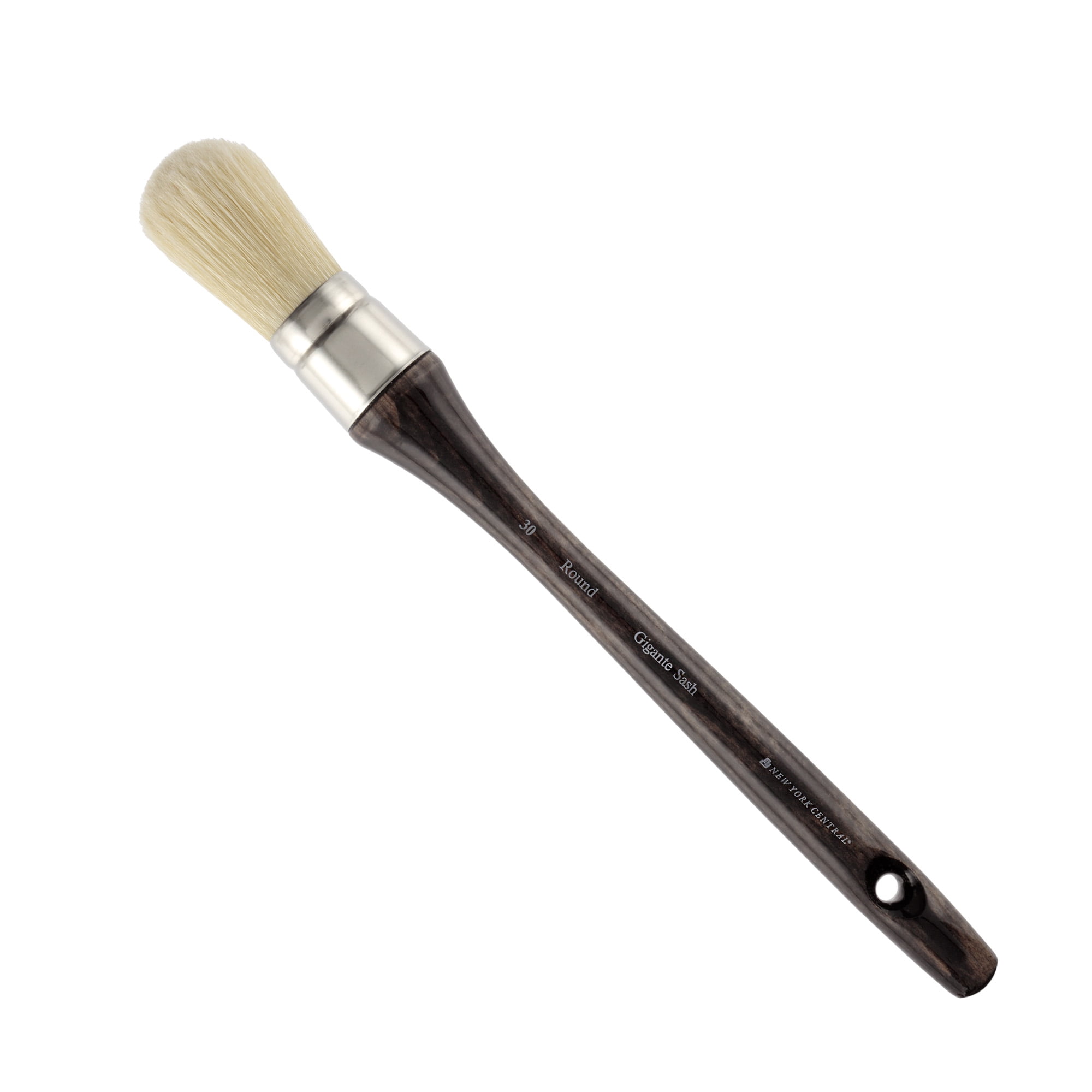 New York Central Gigante Natural Hog Bristle Large Scale Artist Paint Brush, #30 Domed Sash Round, Professional German Handmade Oil Painting Brush w/ Long Handle for Oil, Acrylic & Acryla Gouache