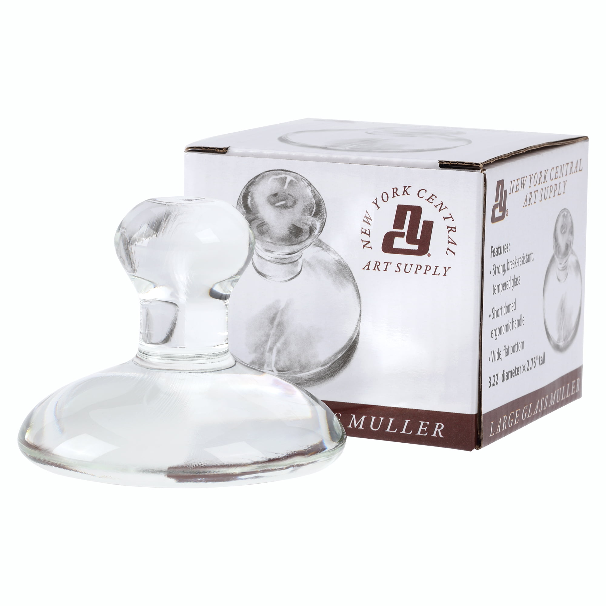 New York Central Glass Mullers - Professional Quality Glass Mullers and Grinding Plates for Artists, Paint Mixing, Crafts, & More! - [Medium - 3.2" Diameter]