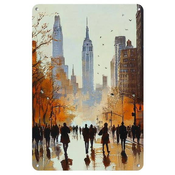 New York Central Park Autumn Scene Iron Wall Art, 8x12 inches - Romantic Home Decor & Perfect Holiday Gift, Perfect for Room Decor