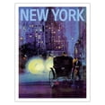 thumbnail image 1 of New York - Central Park - Horse Carriage Ride at Night - Vintage Airline Travel Poster by Van Kaufman c.1965 - Fine Art Matte Paper Print (Unframed) 20x26in, 1 of 4