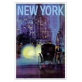 thumbnail image 1 of New York - Central Park - Horse Carriage Ride at Night - Vintage Airline Travel Poster by Van Kaufman c.1965 - Master Art Print (Unframed) 12in x 18in, 1 of 4