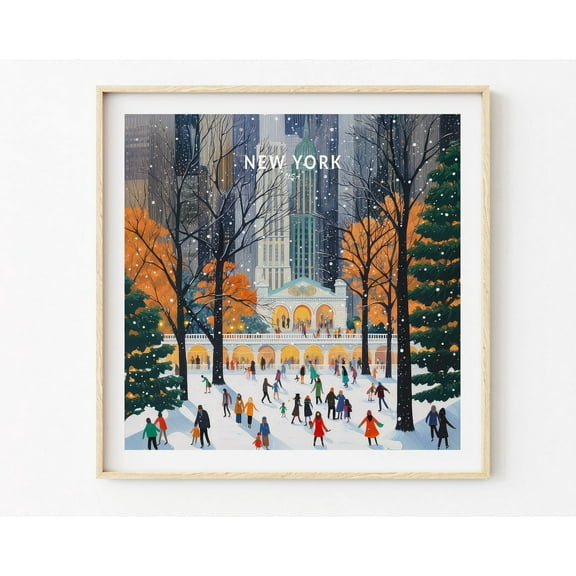 New York Central Park Travel Print, New York City Travel Poster, Square Wall Art, New Yorker Birthday Present, City Print Wall Art, Modern Wall Decor, 8x12 UNFRAMED