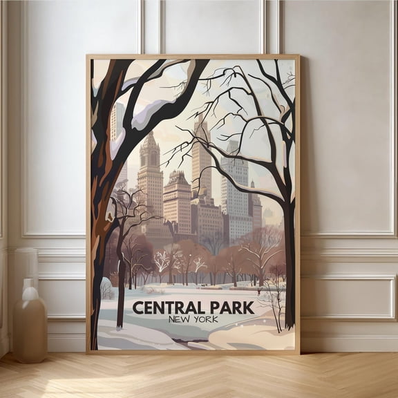 New York Central Park Travel Usa Nyc Travel City Cityscape Rice Retro Portrait Decor Unframed Paper Print