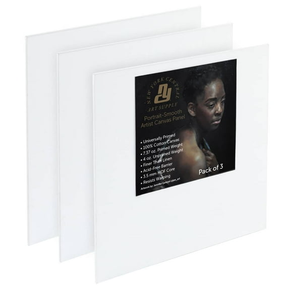 New York Central Portrait-Smooth Artist Canvas Panel 3x3" - Professional Quality 100% Cotton Canvas Panels for Painting - Ideal for Painting, Acrylics, Oils