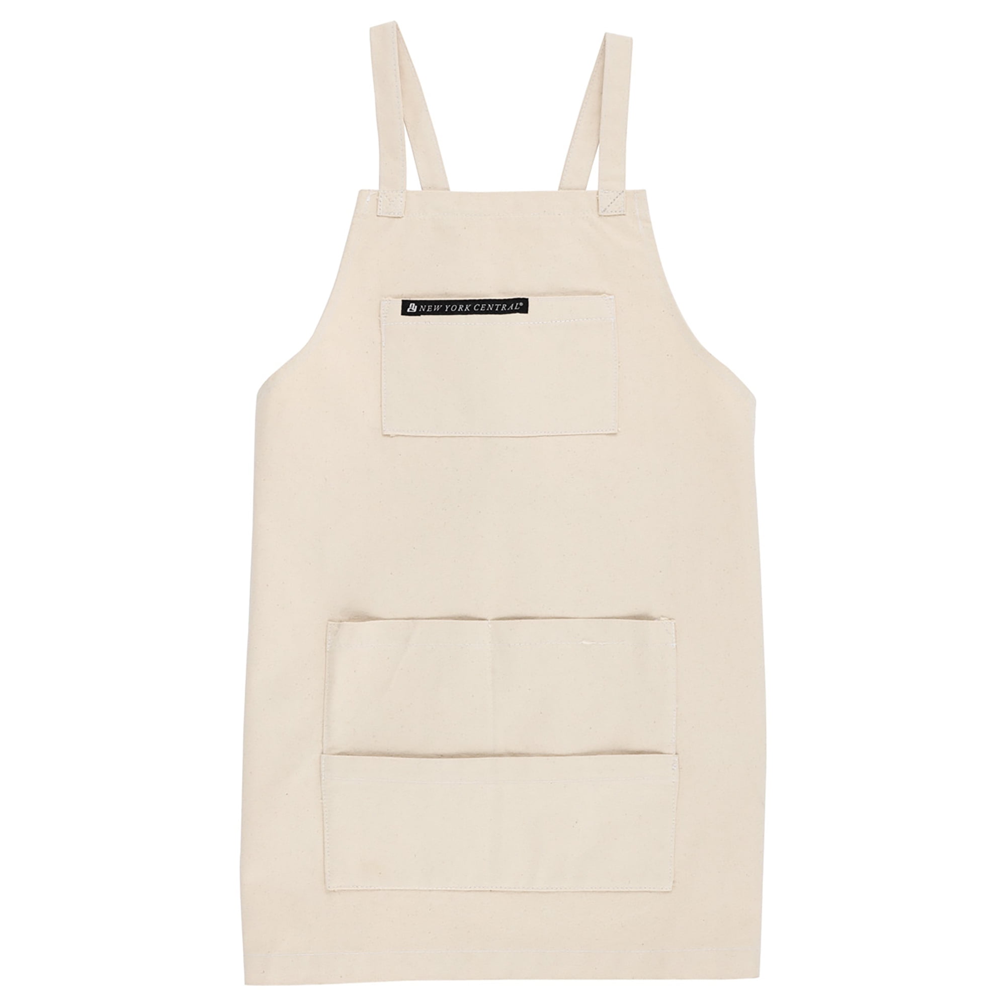 New York Central Professional Canvas Artist Apron Cross Back Adjustable Strap, 4 Pockets, Painting, Woodworking, Gardening, Cooking - Natural Color, Men & Women