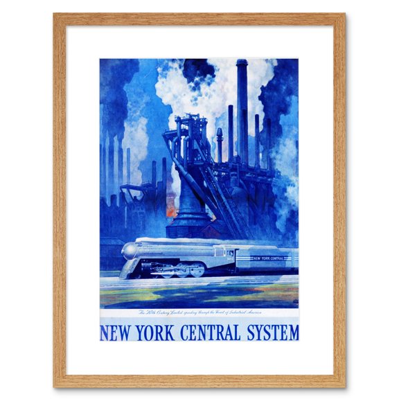 New York Central System Train Industrial Artwork Framed Wall Art Print 9X7 Inch