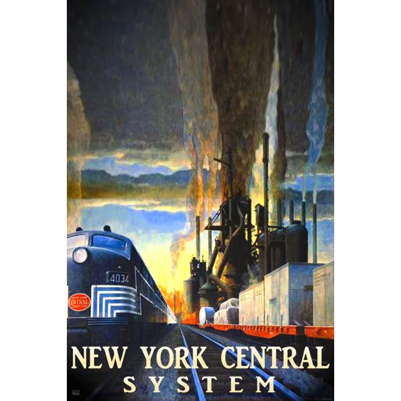 New York Central System Water Level Railroad Train Poster Ragan Art Print Home Decor Office Wall Art