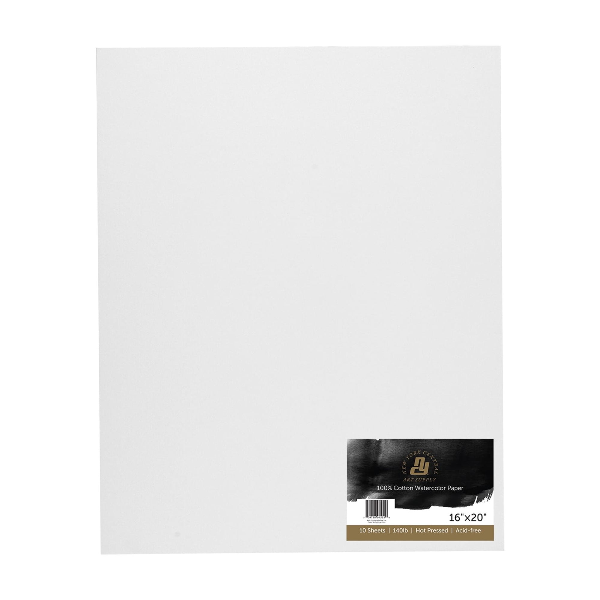 New York Central Watercolor Paper Sheets, 16x20 Inch, 140lb Hot Press, Pack of 50 - Professional Grade, Acid-Free, Archival - For Wet and Dry Media