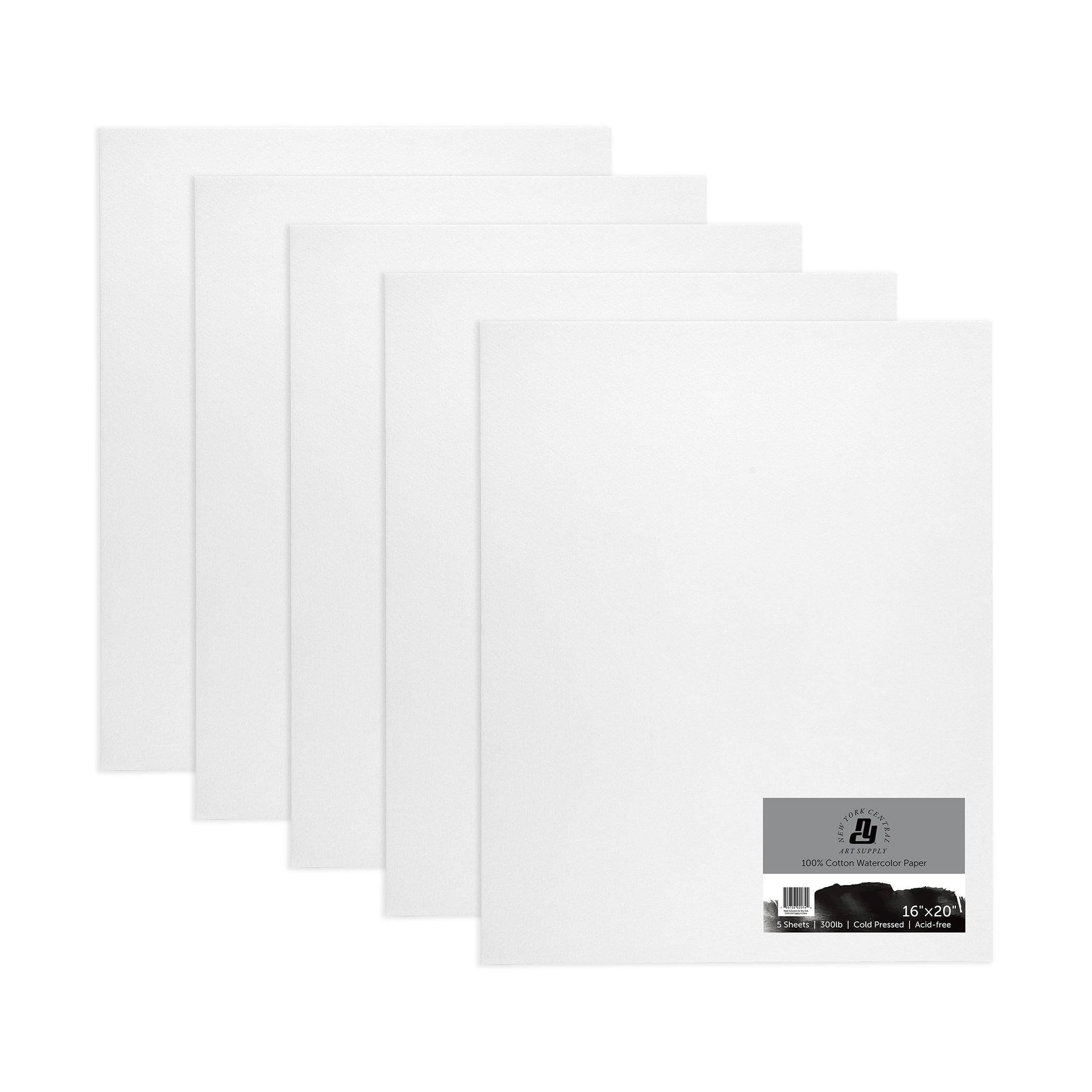 New York Central Watercolor Paper - 16x20" - 25 Sheets - 300 lb. Cold Press - 100% Cotton, Acid-Free, Archival Quality, Bright White Watercolor Paper Pad for Wet & Dry Media