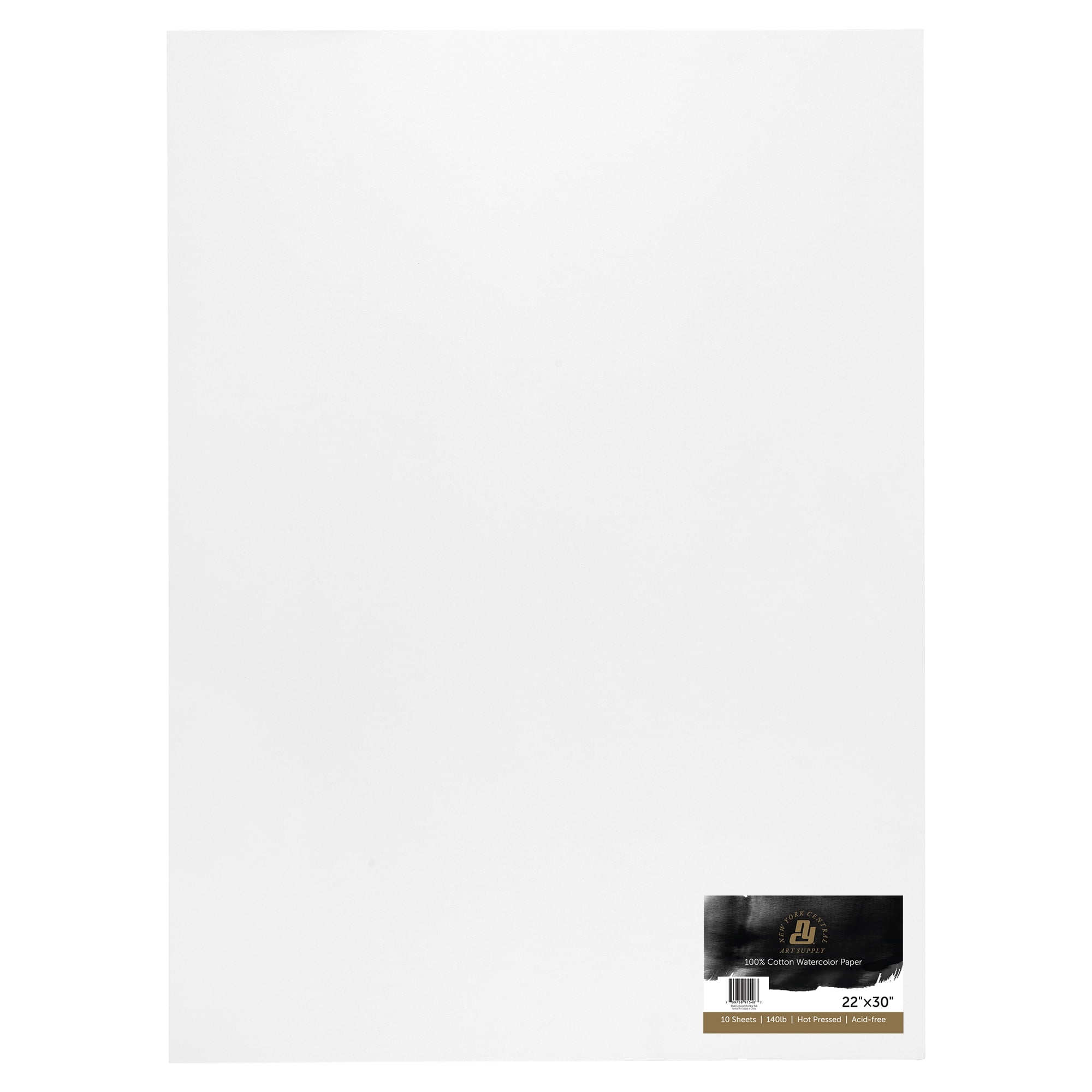 New York Central Watercolor Paper Sheets, 22x30 Inch, 140lb Hot Press, Pack of 50 - Professional Grade, Acid-Free, Archival - For Wet and Dry Media