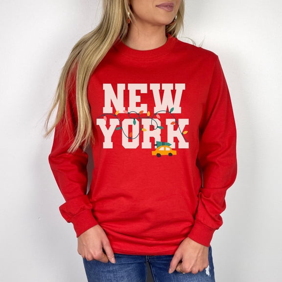 New York Christmas Tee, Unisex Cotton Holiday T-Shirt, Festive Family Christmas Tees, Chri