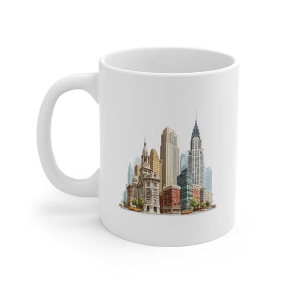 New York Citkyline Mug Manhattan buildings illustration NYC landmarks coffee cup.jpg