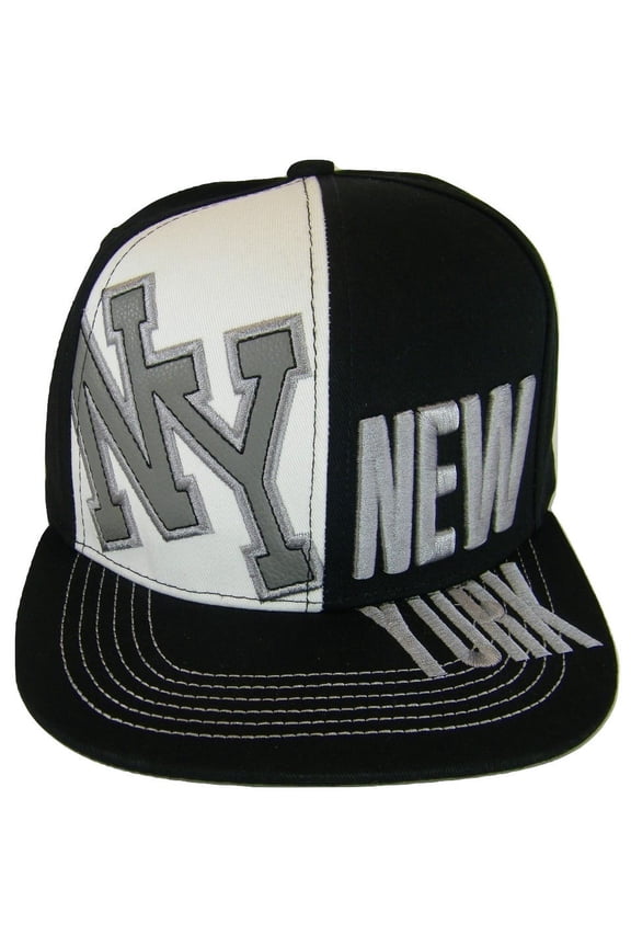 New York City 2-Tone Split Text Adjustable Snapback Baseball Cap (Black)
