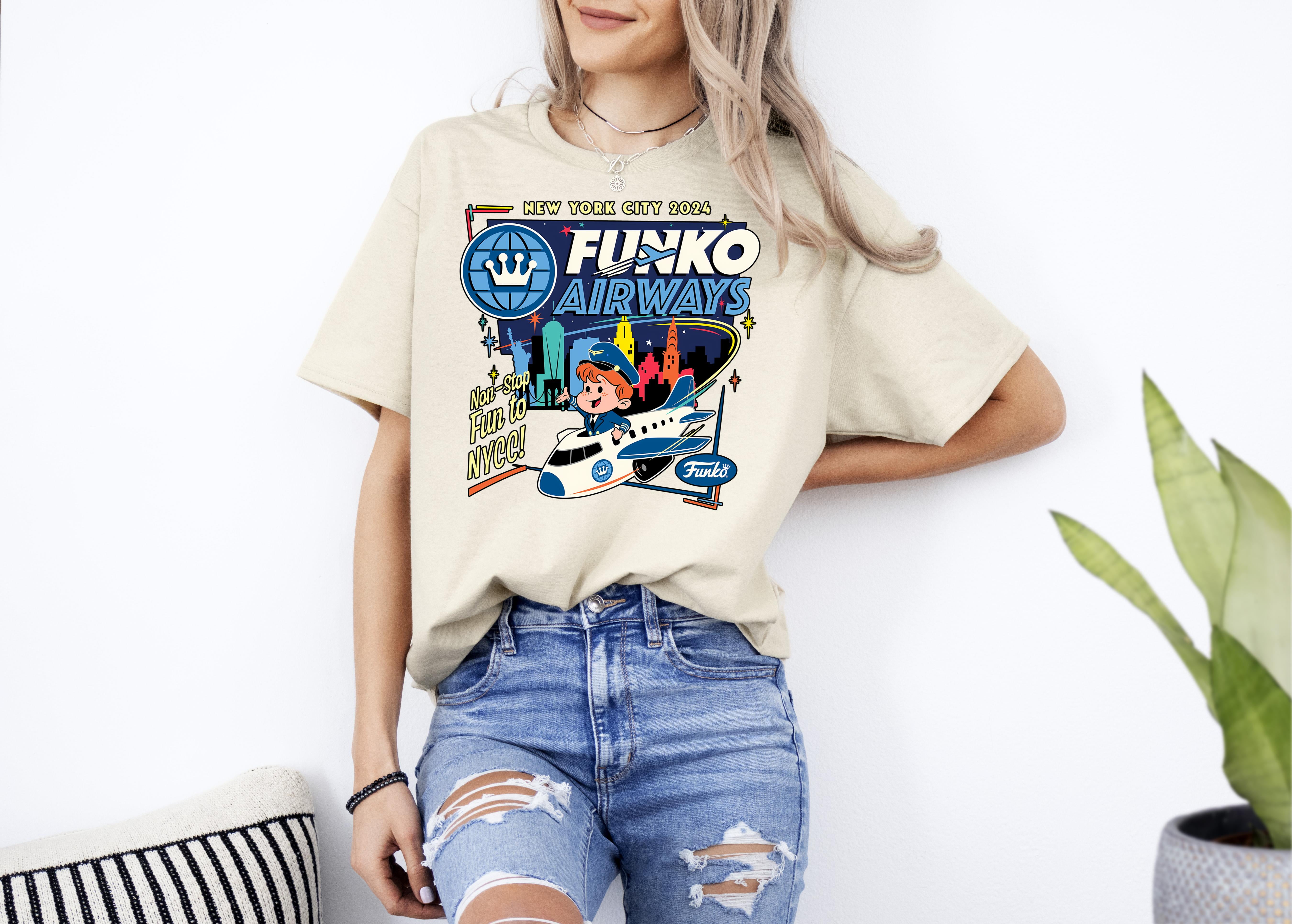 New York City 2024 Funko Airways Non Stop Fun To Nycc Tshirt Up To 4XL