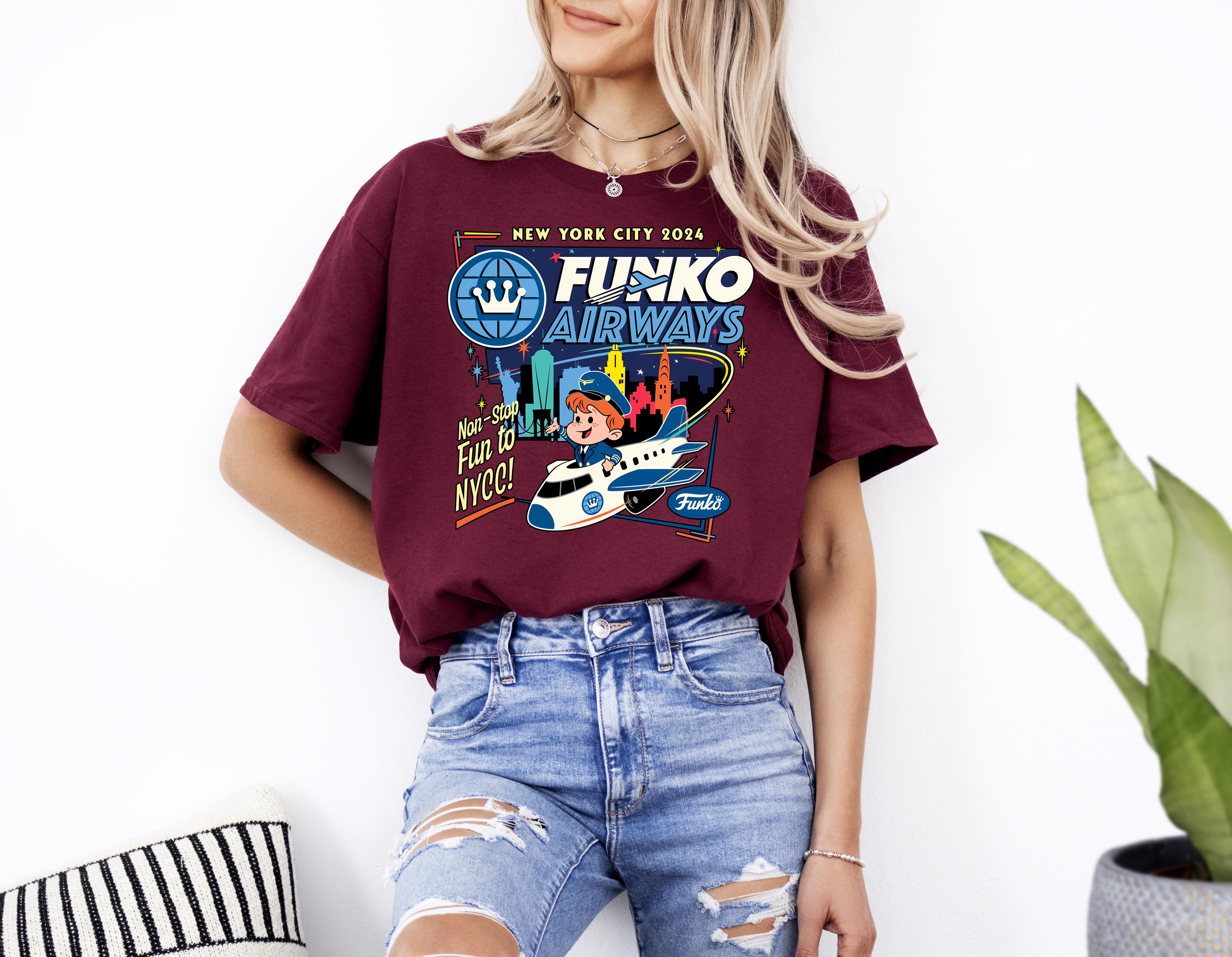 New York City 2025 Funko Airways Non Stop Fun To Nycc Tshirt Up To 4XL
