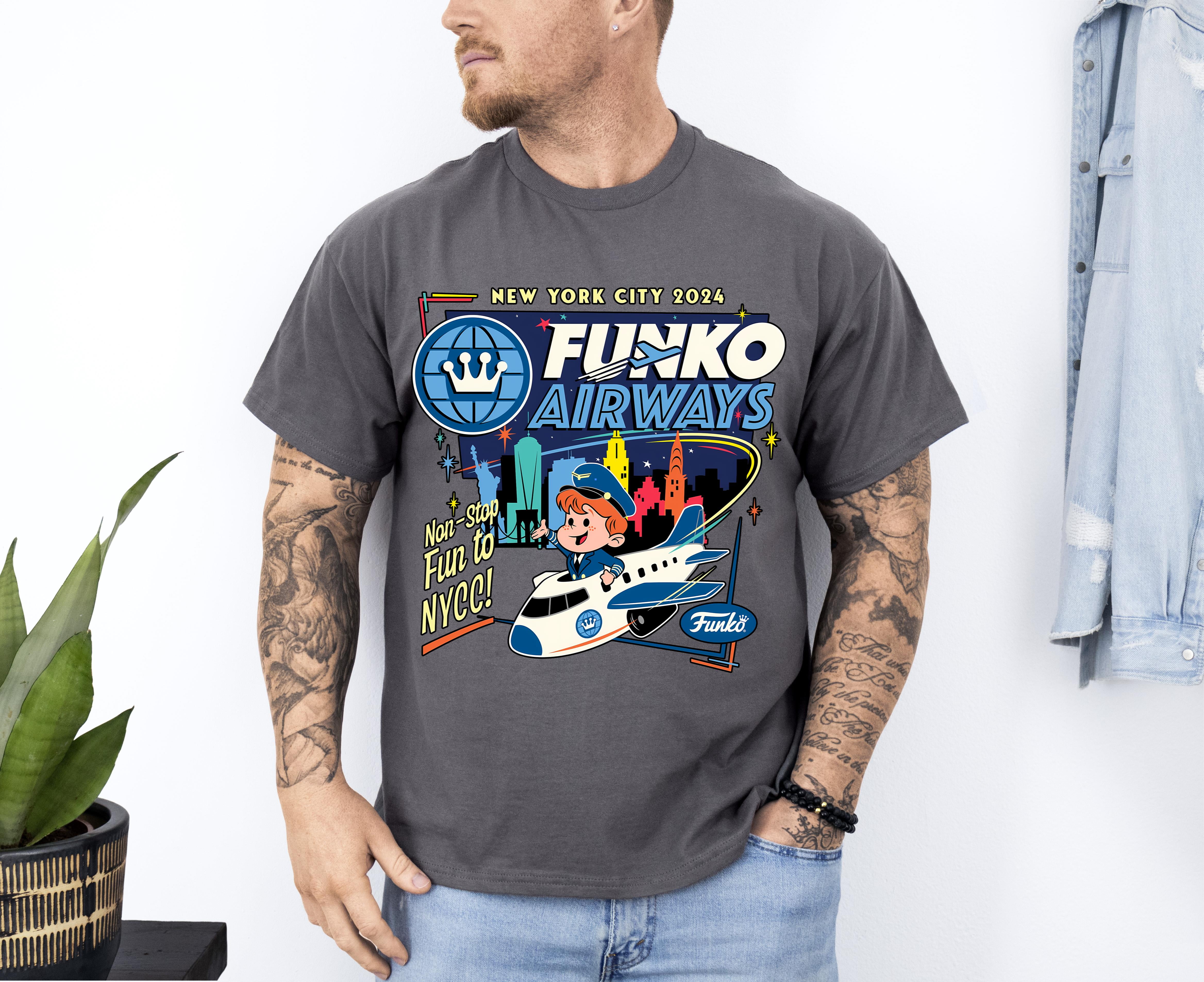 New York City 2025 Funko Airways Non Stop Fun To Nycc Tshirt Up To 4XL