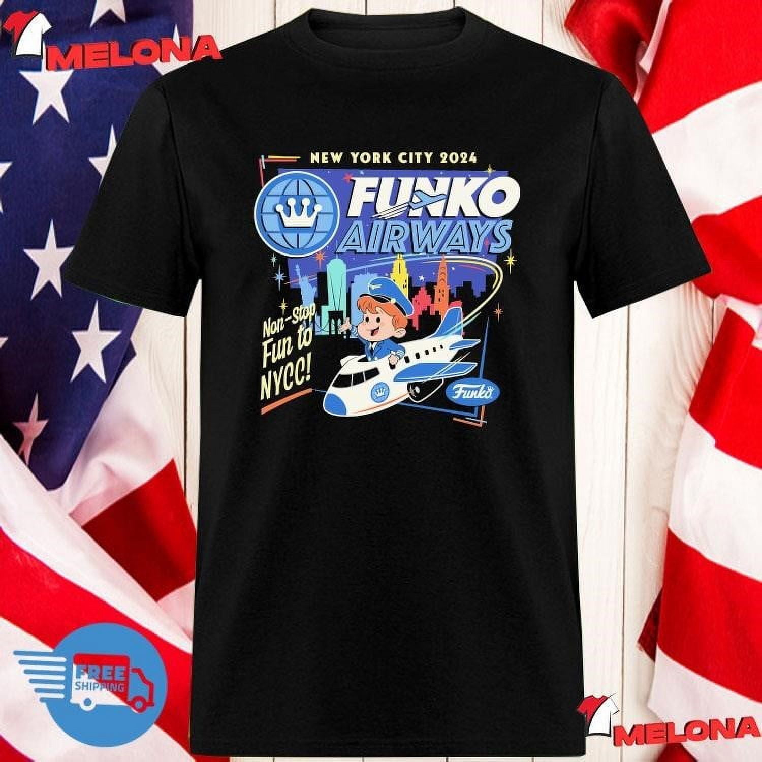 New York City 2024 Funko Airways Non Stop Fun To Nycc Tshirt