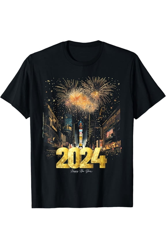 New York City 2024 Happy New Year New Years Eve Party T-ShirtMen and women, Black T-shirt, size: Extra large