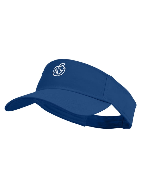 New York City Apple Embroidered Cotton Twill Sun Visor - Royal OSFM