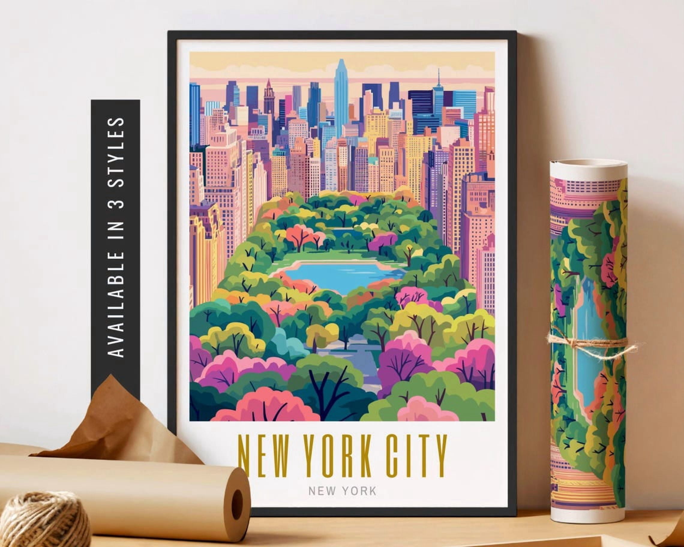New York City Art Poster Travel City Wall Art Central Park Nyc Poster ...