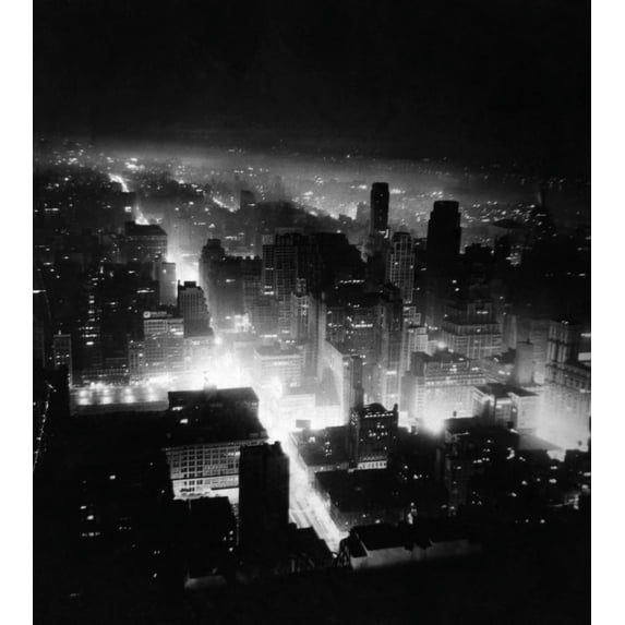 New York City At Night. Circa 1950S. Csu ArchivesEverett Collection History (24 x 36)