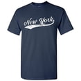 thumbnail image 1 of New York City Baseball Script Basic Cotton T-Shirt - Large - Navy, 1 of 6