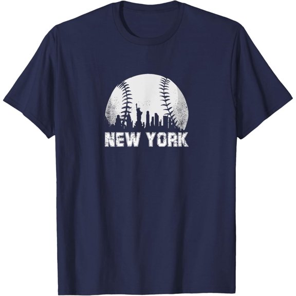 New York City Baseball Skyline Design Sport Theme T-Shirt All Size S-5Xl