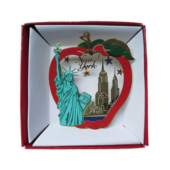 New York City Big Apple Color Brass Ornament Statue Of Liberty Empire State Building