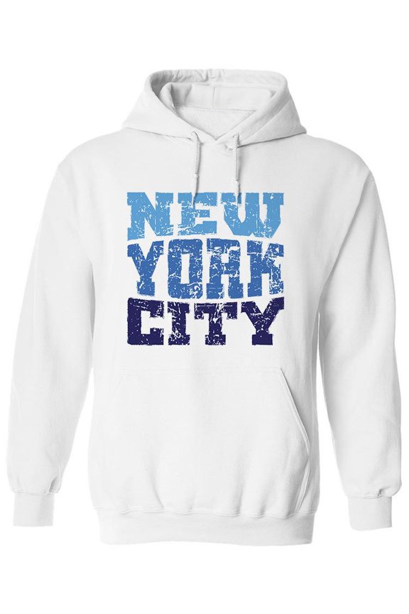 New York City Blue Slogan Hoodie Men -Image by Shutterstock, Male x-Large