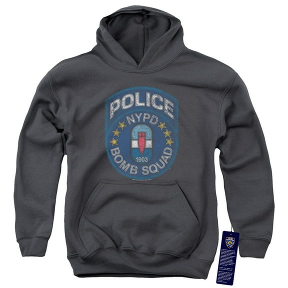 New York City Bomb Squad Youth Pullover Hoodie Sweatshirt Charcoal