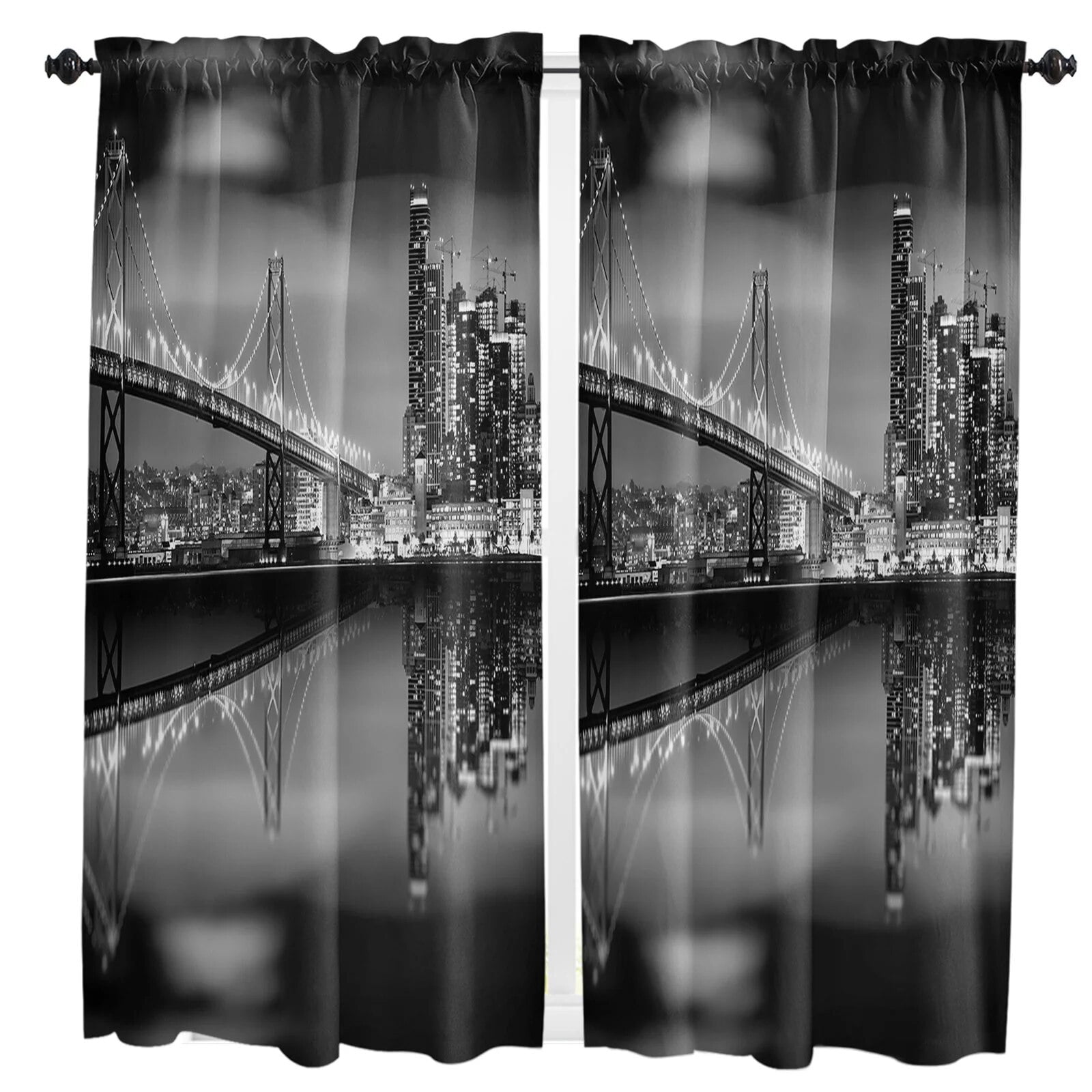 New York City Bridge Building Curtain For Living Room Kids Bedroom ...